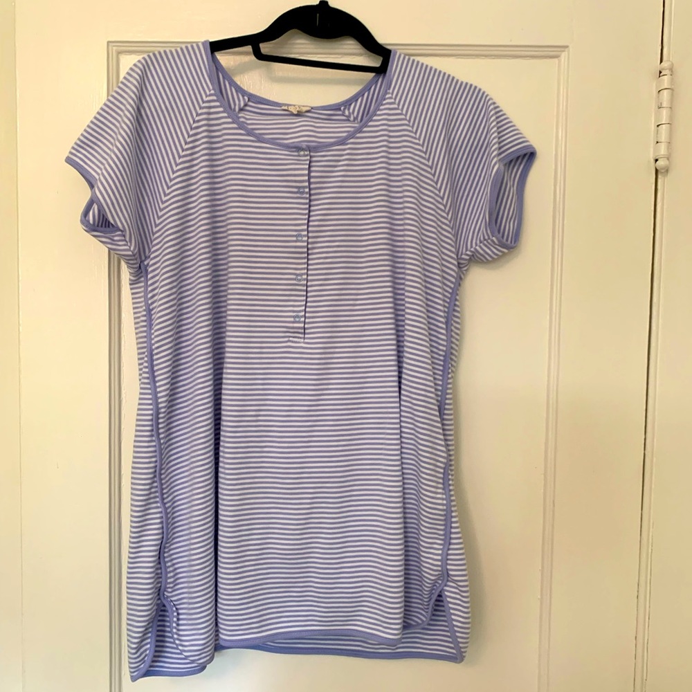 Lake Maternity Pajamas Sz L blue and white stripe
